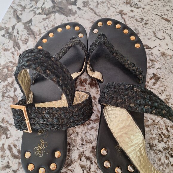 MATT BERNSON Gladiator Sandals Gold Brown Size 10 - Picture 3 of 8